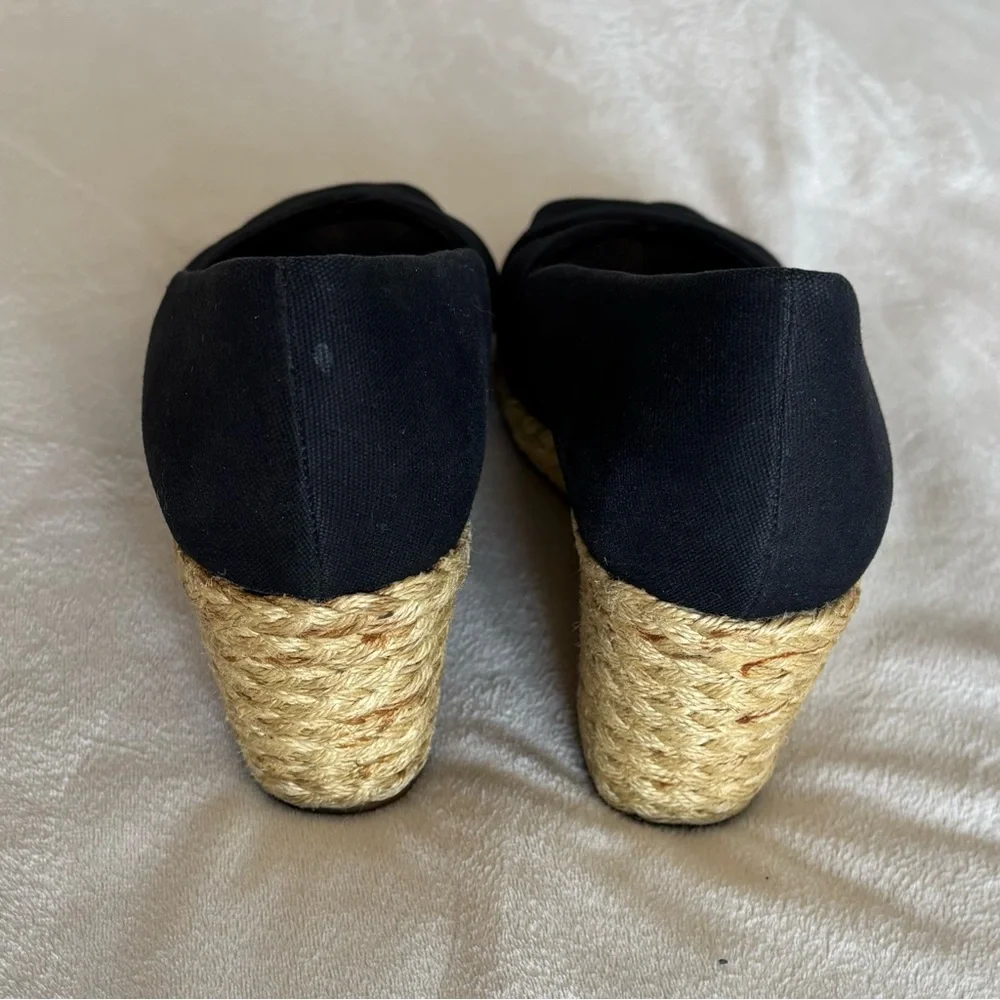 Chaps Black Espadrille Wedges Size 9